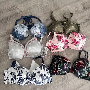 Cacique Floral and Patterned Bra Collection - Blue, Green, Pink, Silver